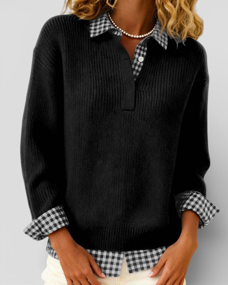 Alicia™ | Maglione a maglia con dettaglio a quadri