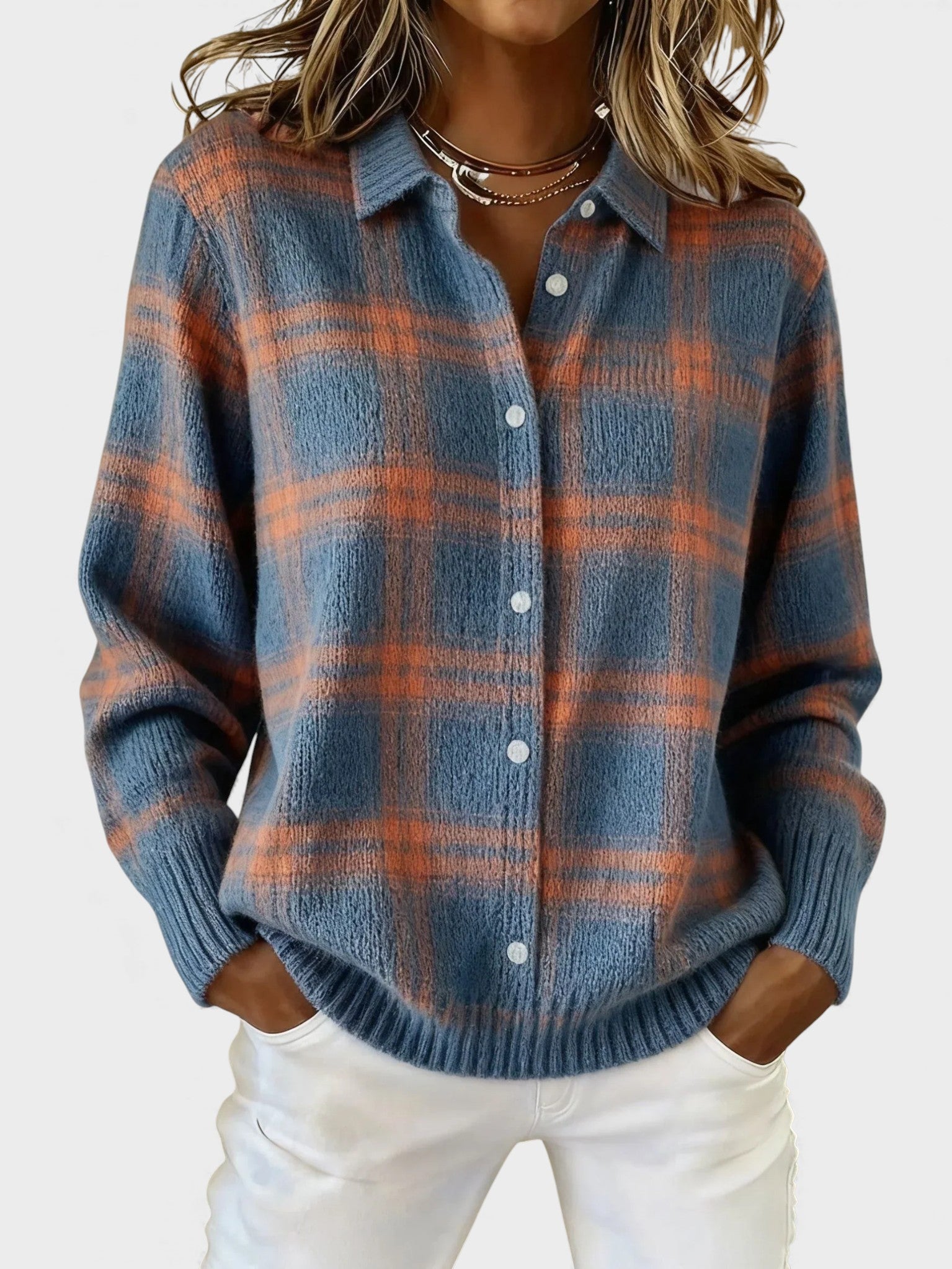 Alba™ | Maglione Retro a Quadri con Contrasto Casual