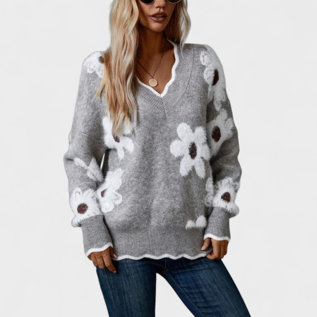 Inés™ | Maglione chic da donna con stampa floreale