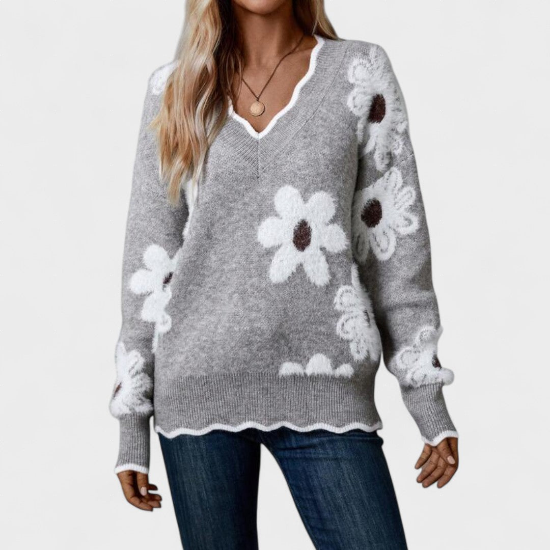 Inés™ | Maglione chic da donna con stampa floreale