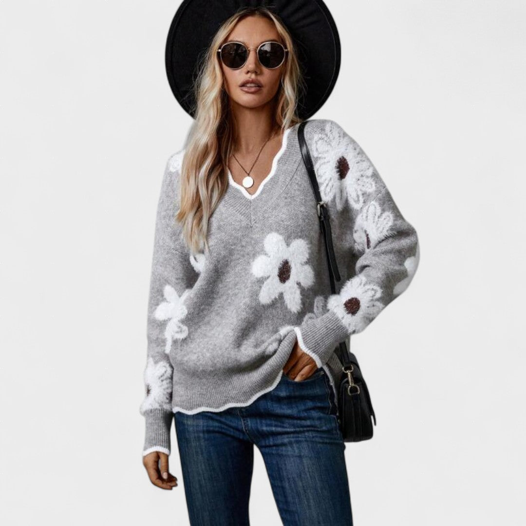 Inés™ | Maglione chic da donna con stampa floreale