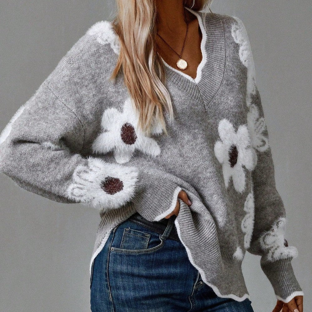 Inés™ | Maglione chic da donna con stampa floreale