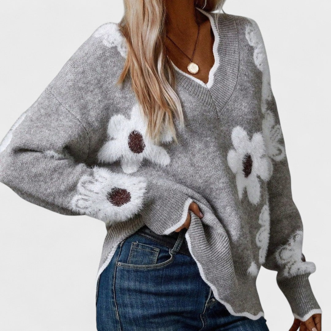 Inés™ | Maglione chic da donna con stampa floreale