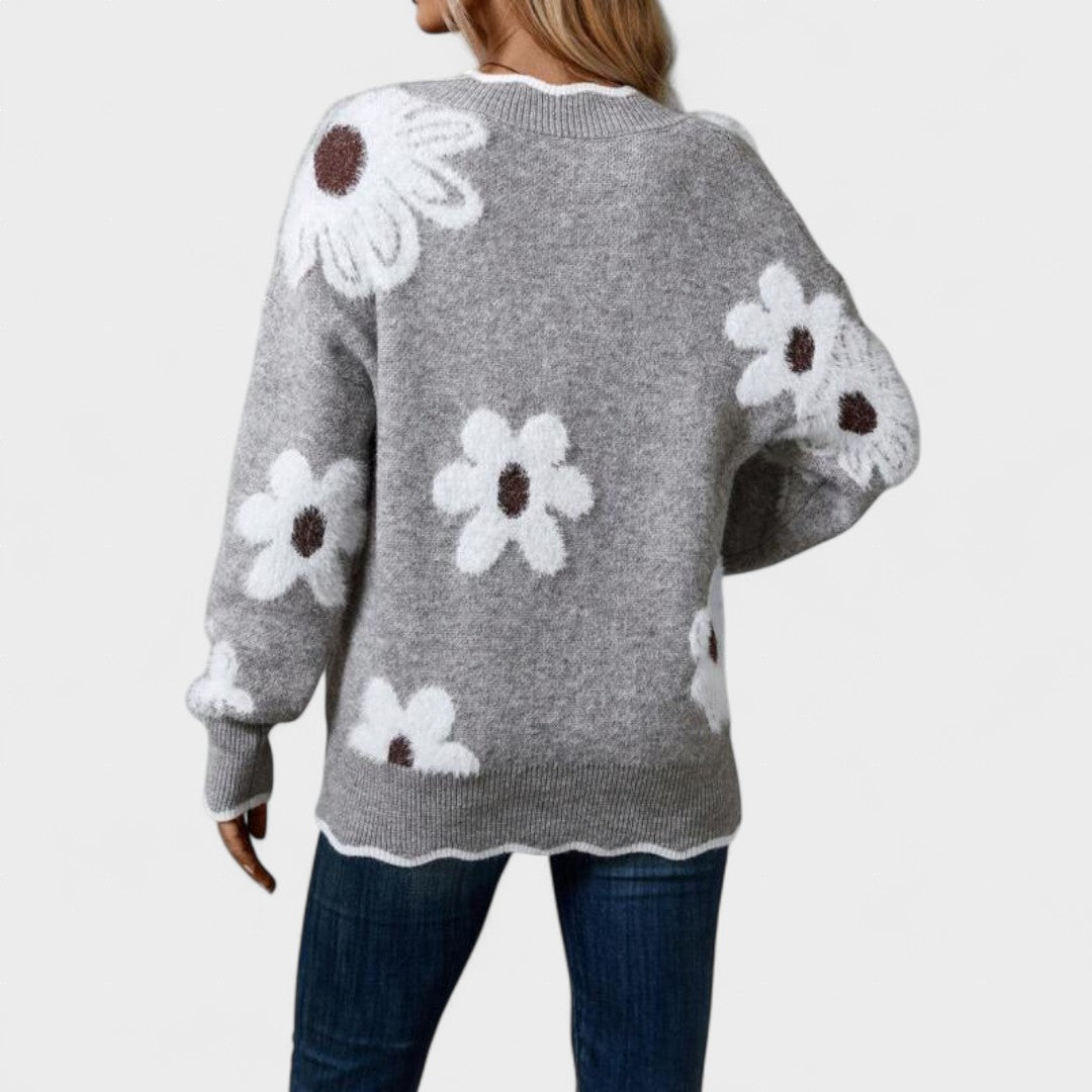 Inés™ | Maglione chic da donna con stampa floreale