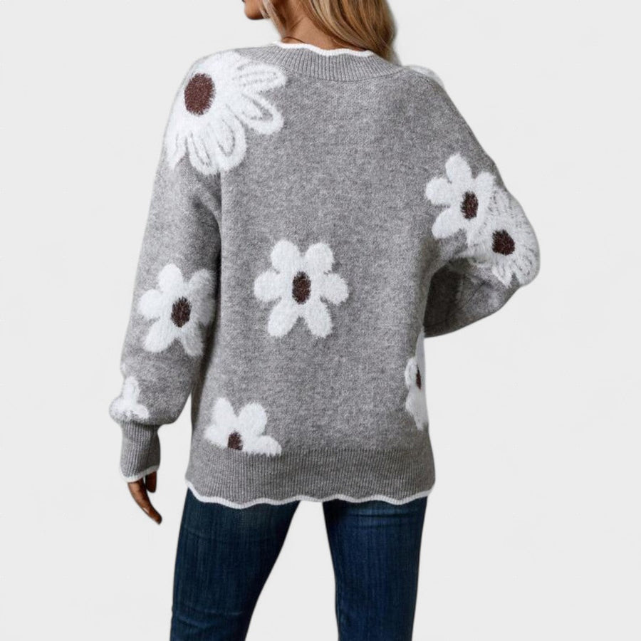 Inés™ | Maglione chic da donna con stampa floreale
