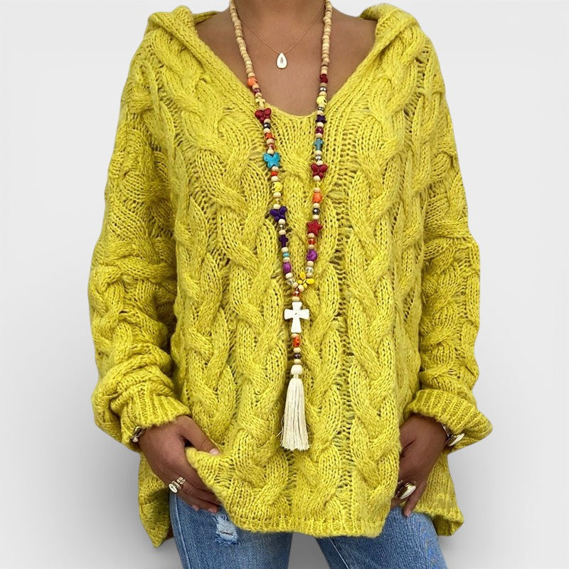 Pilar™ | Maglione a maglia intrecciata con cappuccio