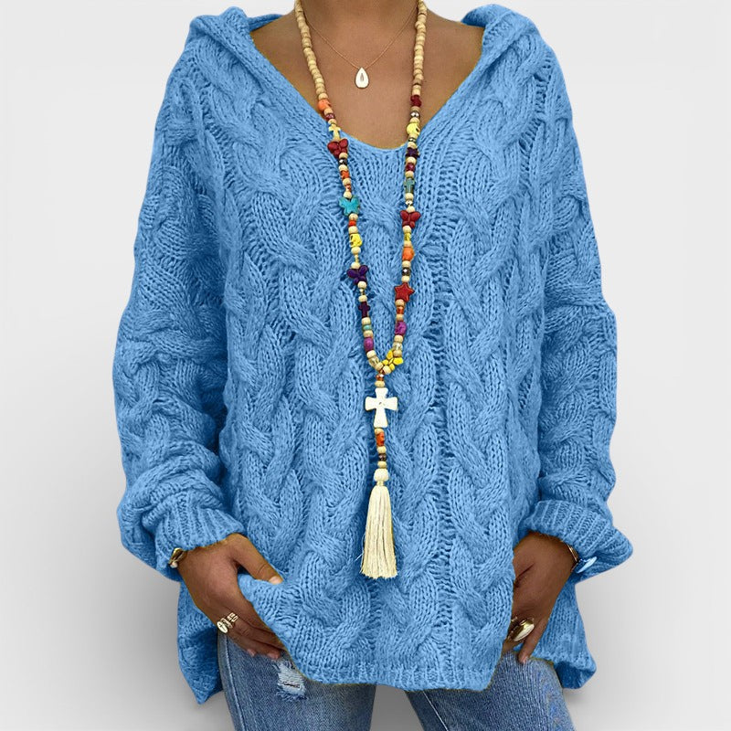 Pilar™ | Maglione a maglia intrecciata con cappuccio