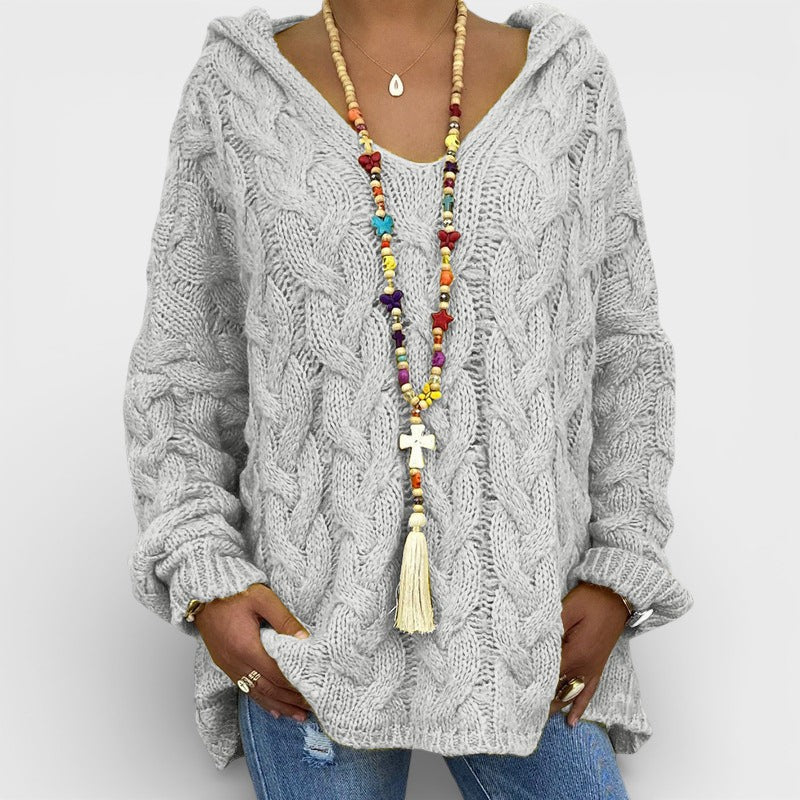 Pilar™ | Maglione a maglia intrecciata con cappuccio