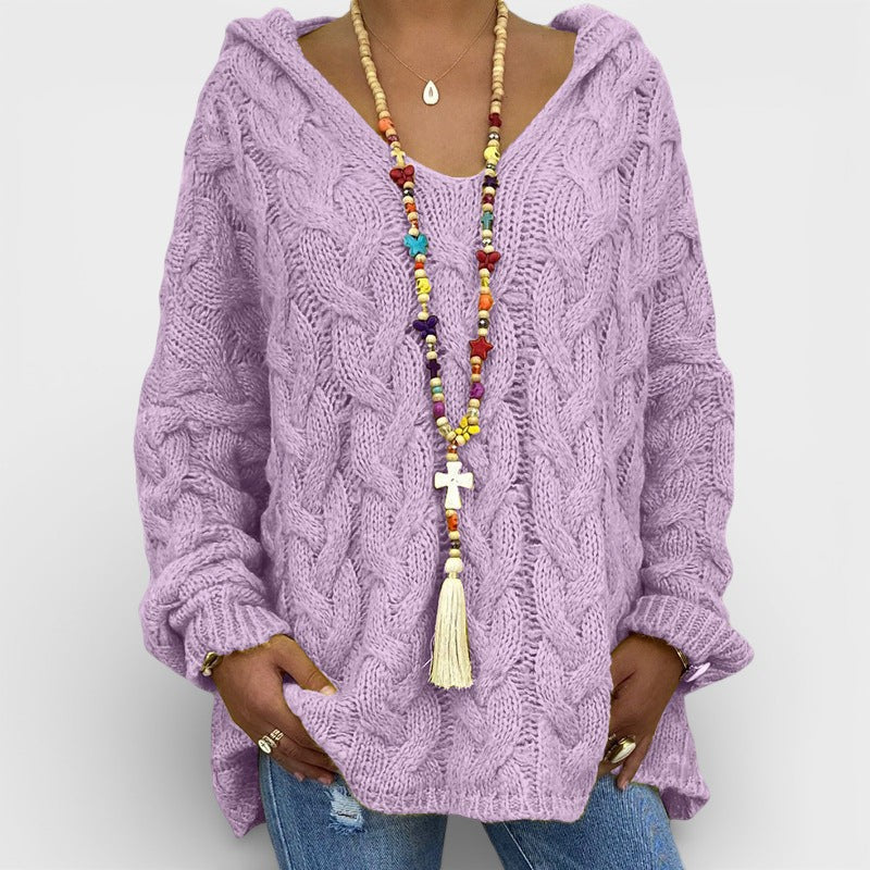 Pilar™ | Maglione a maglia intrecciata con cappuccio