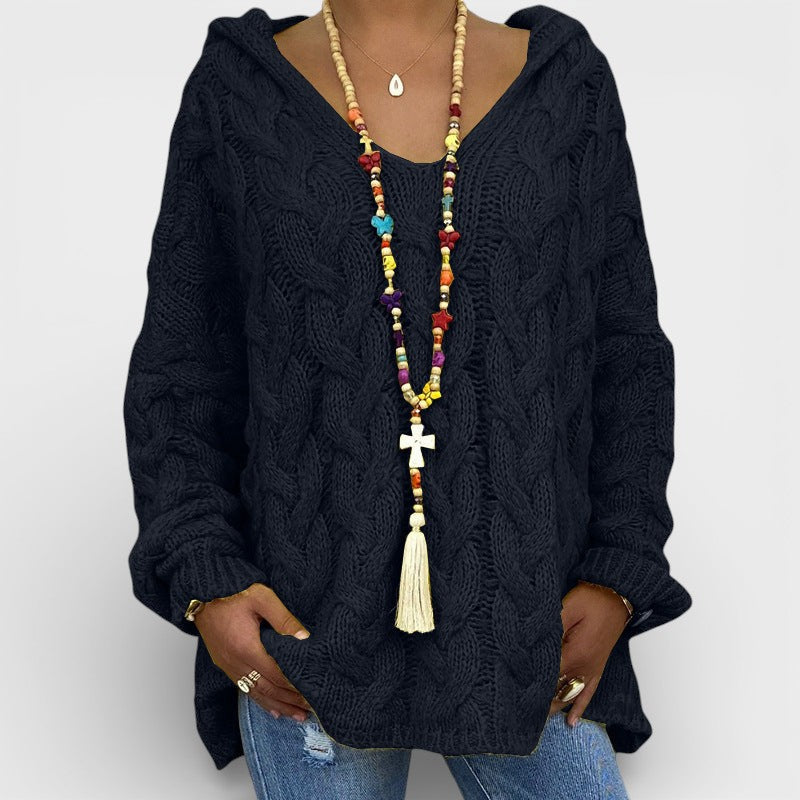 Pilar™ | Maglione a maglia intrecciata con cappuccio