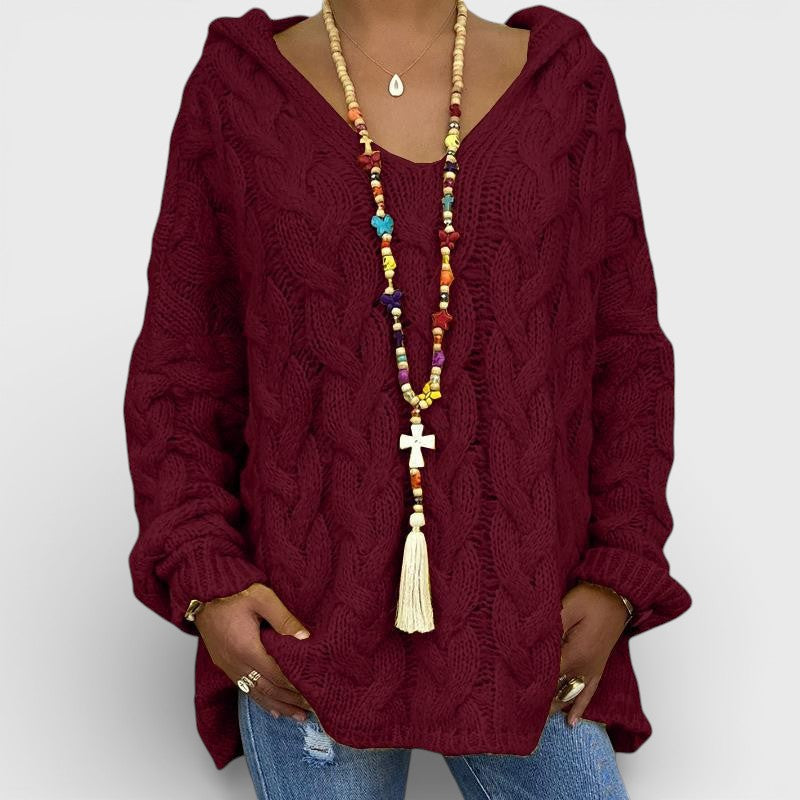 Pilar™ | Maglione a maglia intrecciata con cappuccio