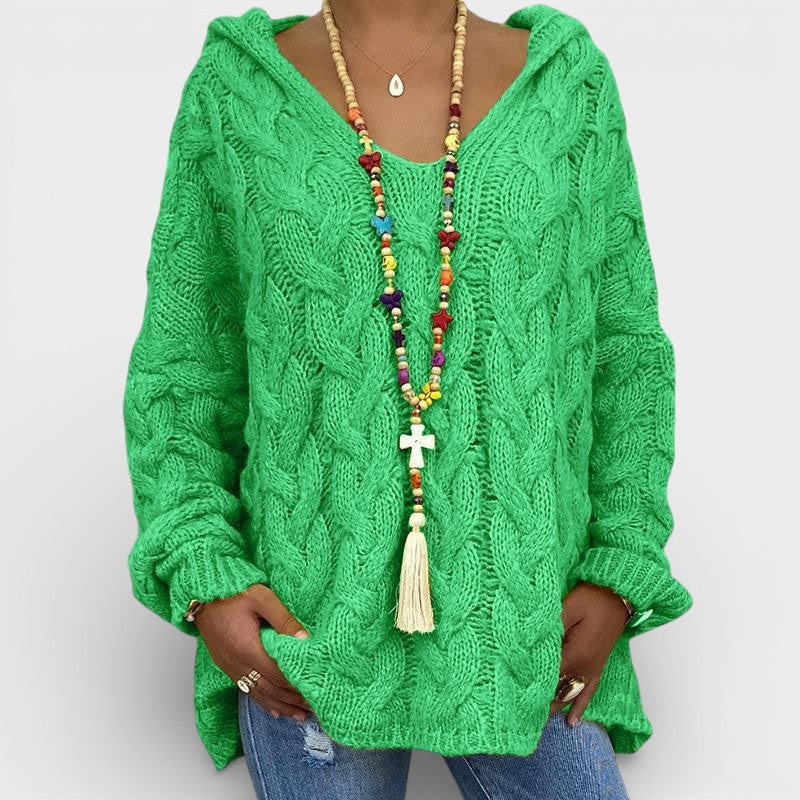Pilar™ | Maglione a maglia intrecciata con cappuccio