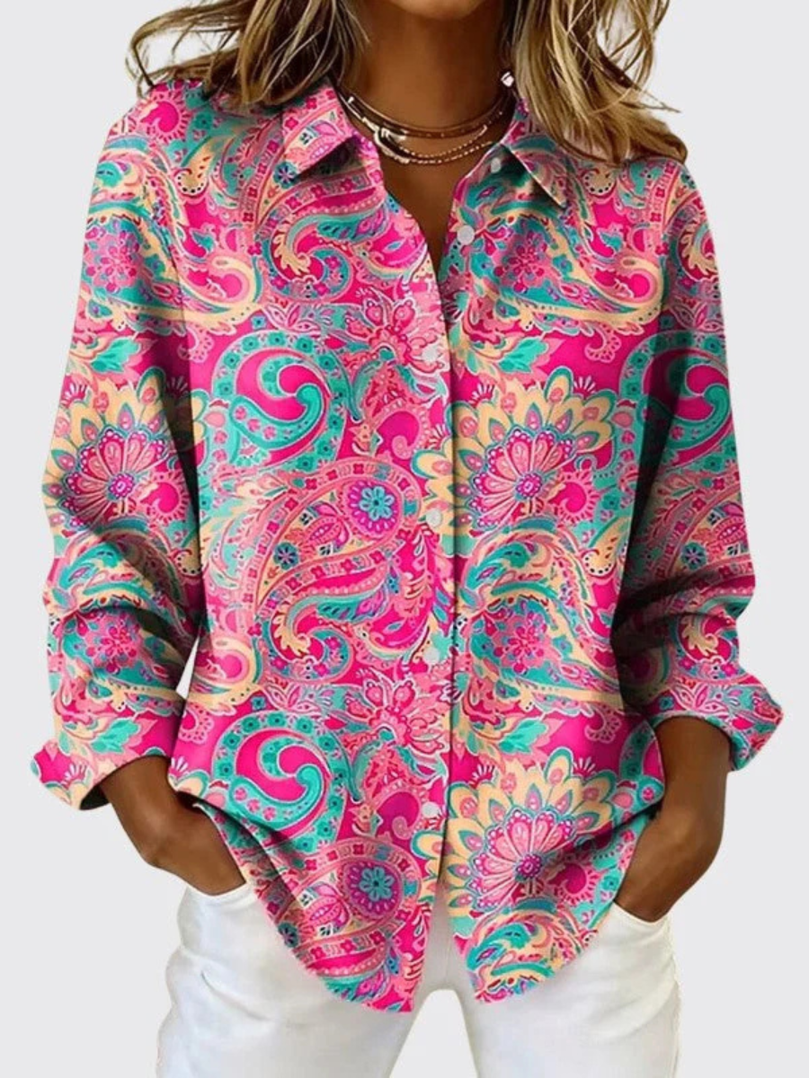 Joanna™ | Blusa con Bottoni e Stampa Paisley