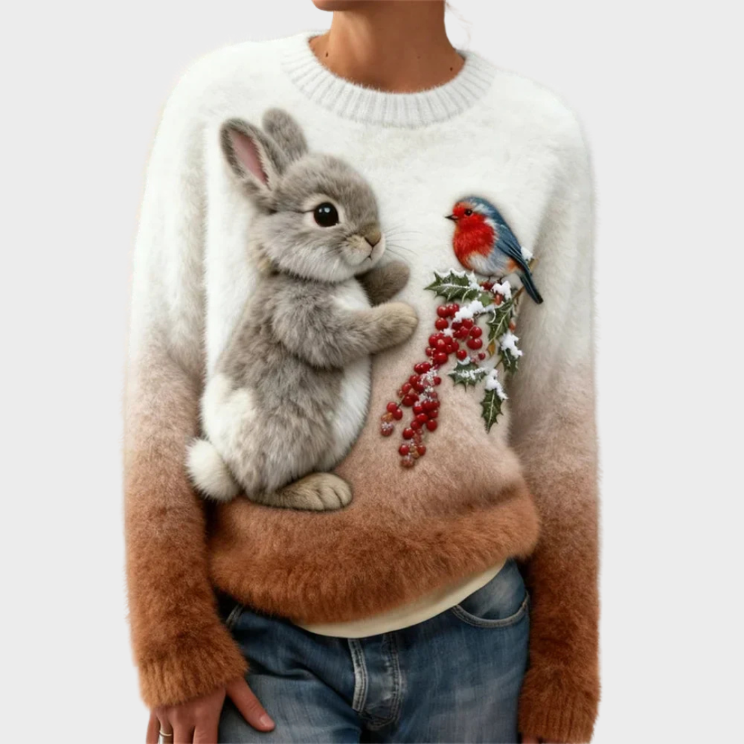 Teresa™ | Maglione natalizio morbido con coniglio