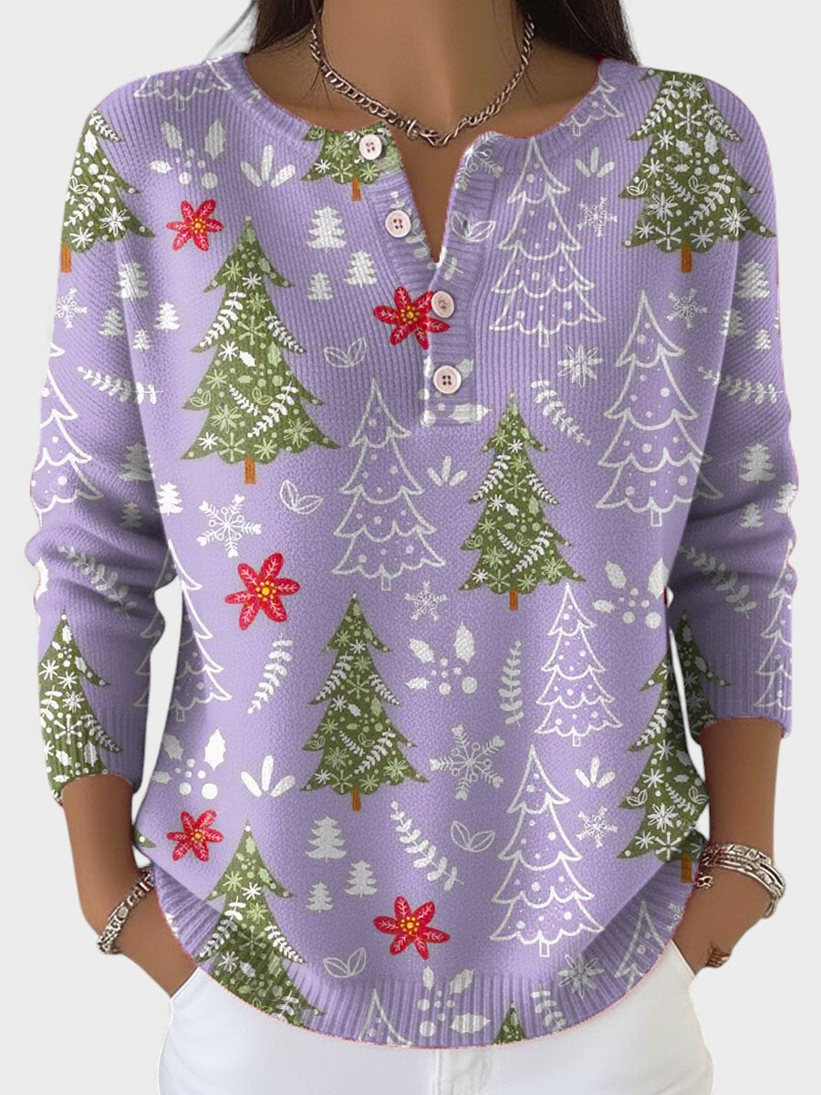 Sofía™ | Maglione natalizio con bottoni decorativi