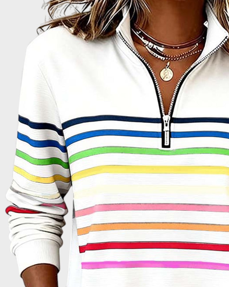 Raquel™ | Felpa a righe con mezza zip