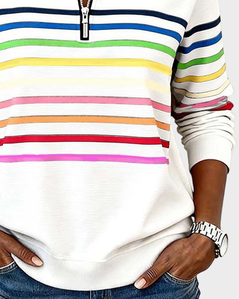 Raquel™ | Felpa a righe con mezza zip