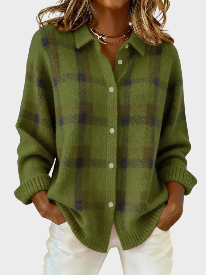 Alba™ | Maglione Retro a Quadri con Contrasto Casual