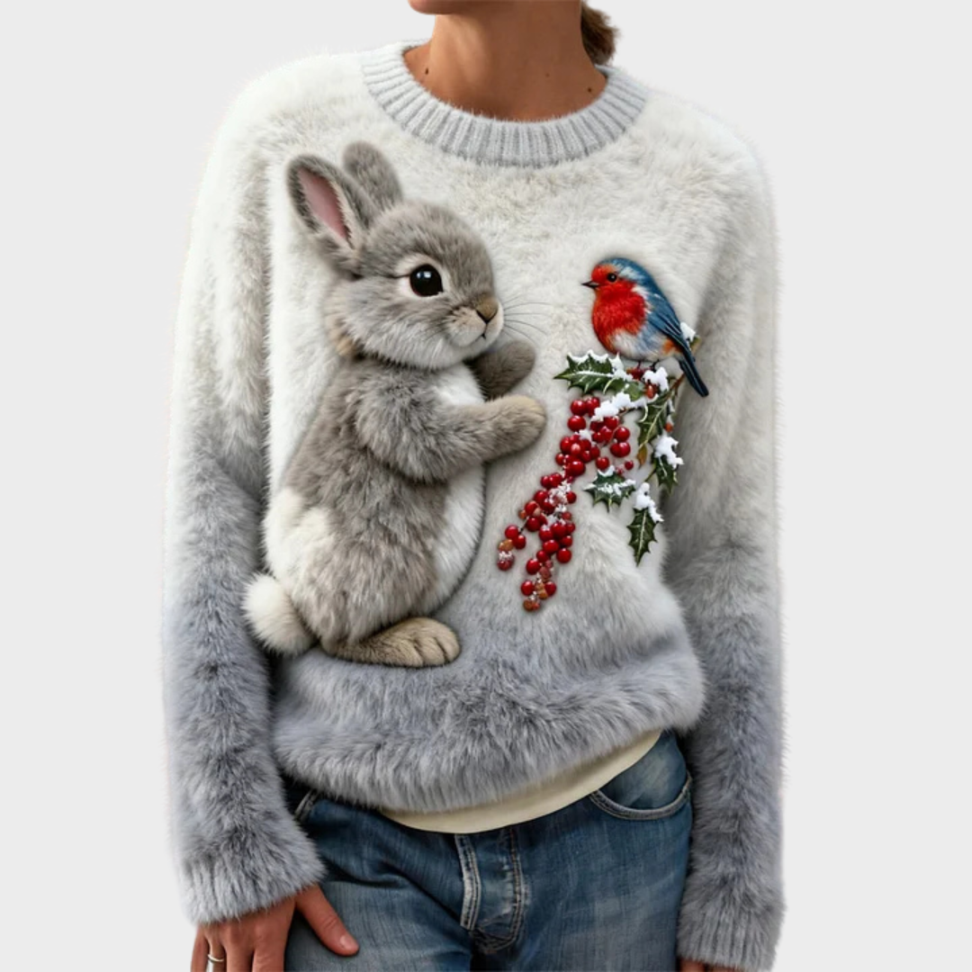 Teresa™ | Maglione natalizio morbido con coniglio