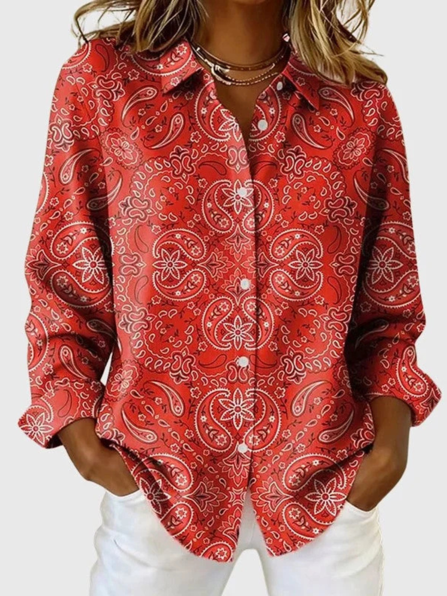 Joanna™ | Blusa con Bottoni e Stampa Paisley