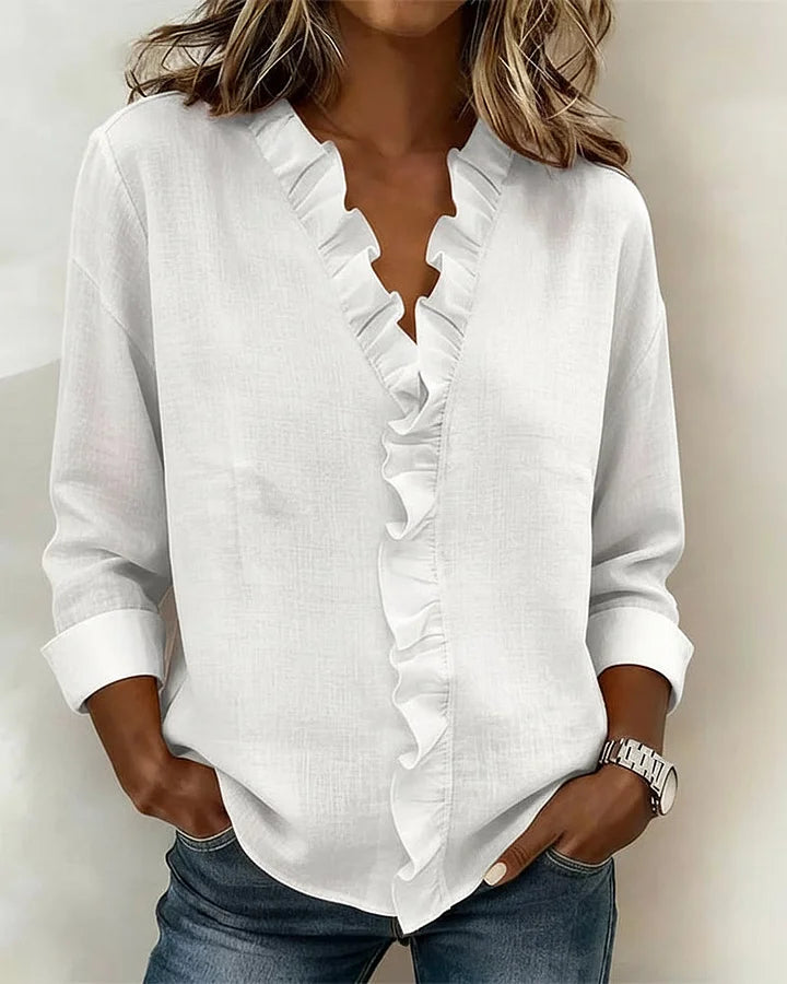 Indie · Blusa con volant e scollo a V