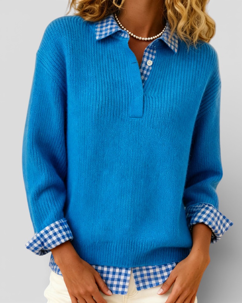 Alicia™ | Maglione a maglia con dettaglio a quadri