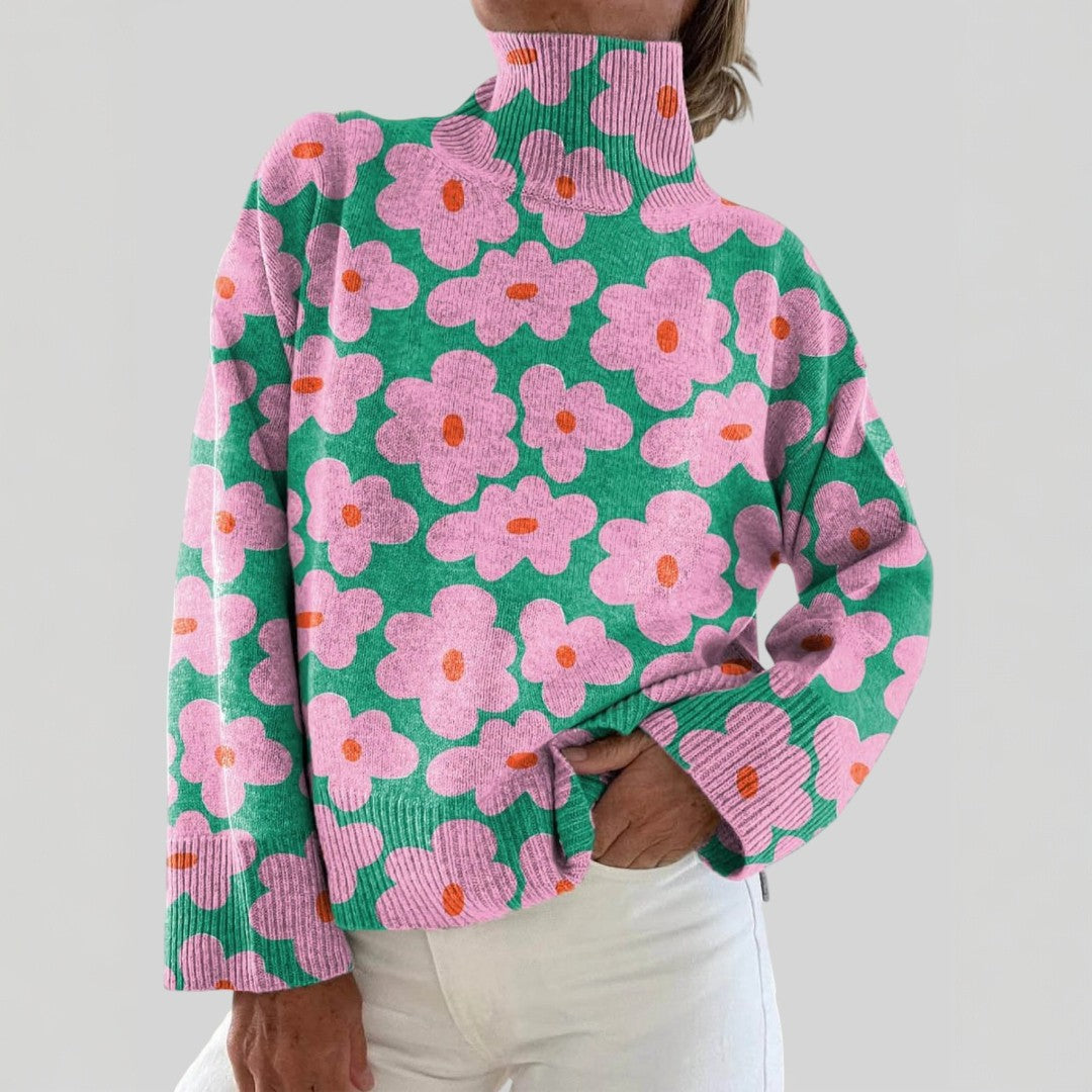 Milena™ | Maglione floreale a collo alto