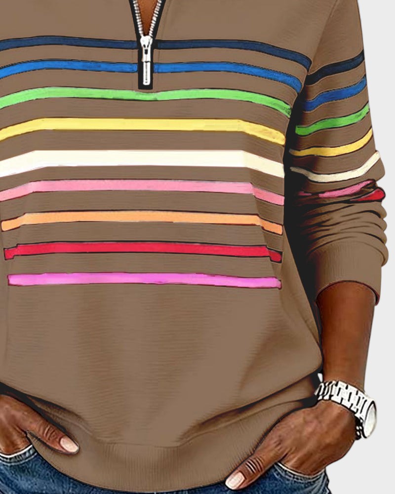 Raquel™ | Felpa a righe con mezza zip