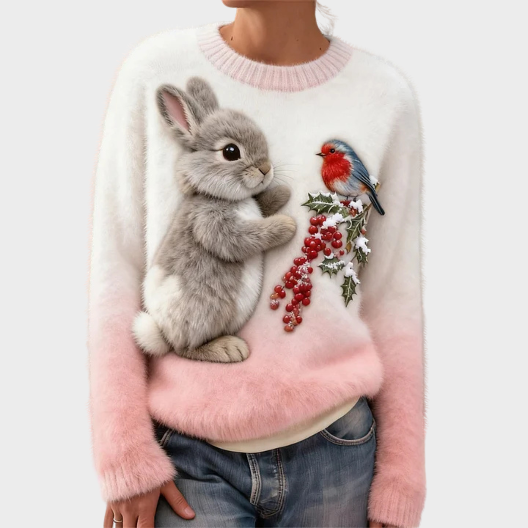 Teresa™ | Maglione natalizio morbido con coniglio