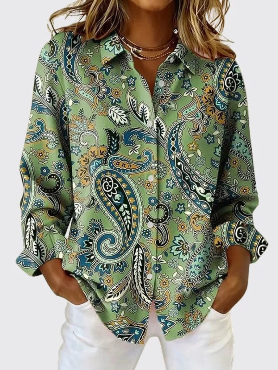Joanna™ | Blusa con Bottoni e Stampa Paisley