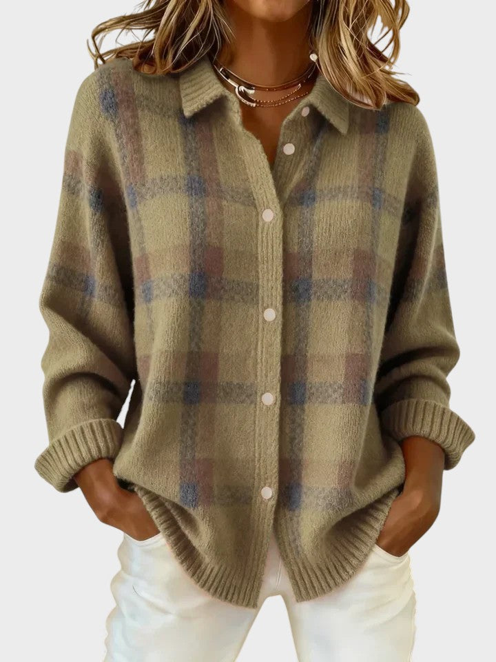 Alba™ | Maglione Retro a Quadri con Contrasto Casual