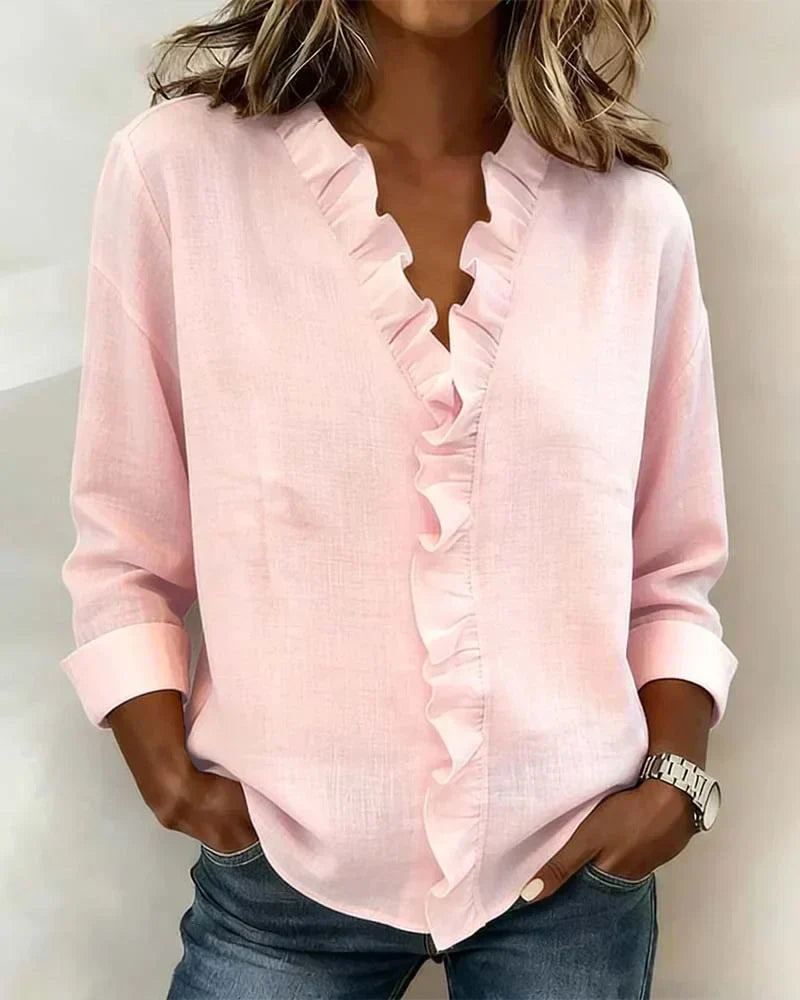 Indie · Blusa con volant e scollo a V