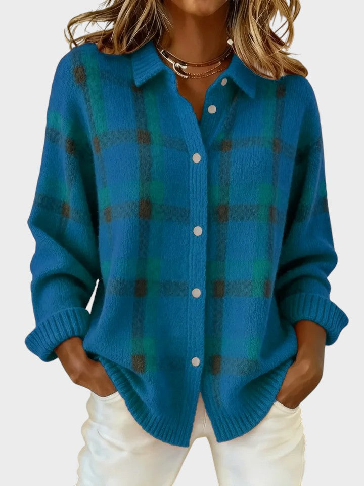 Alba™ | Maglione Retro a Quadri con Contrasto Casual