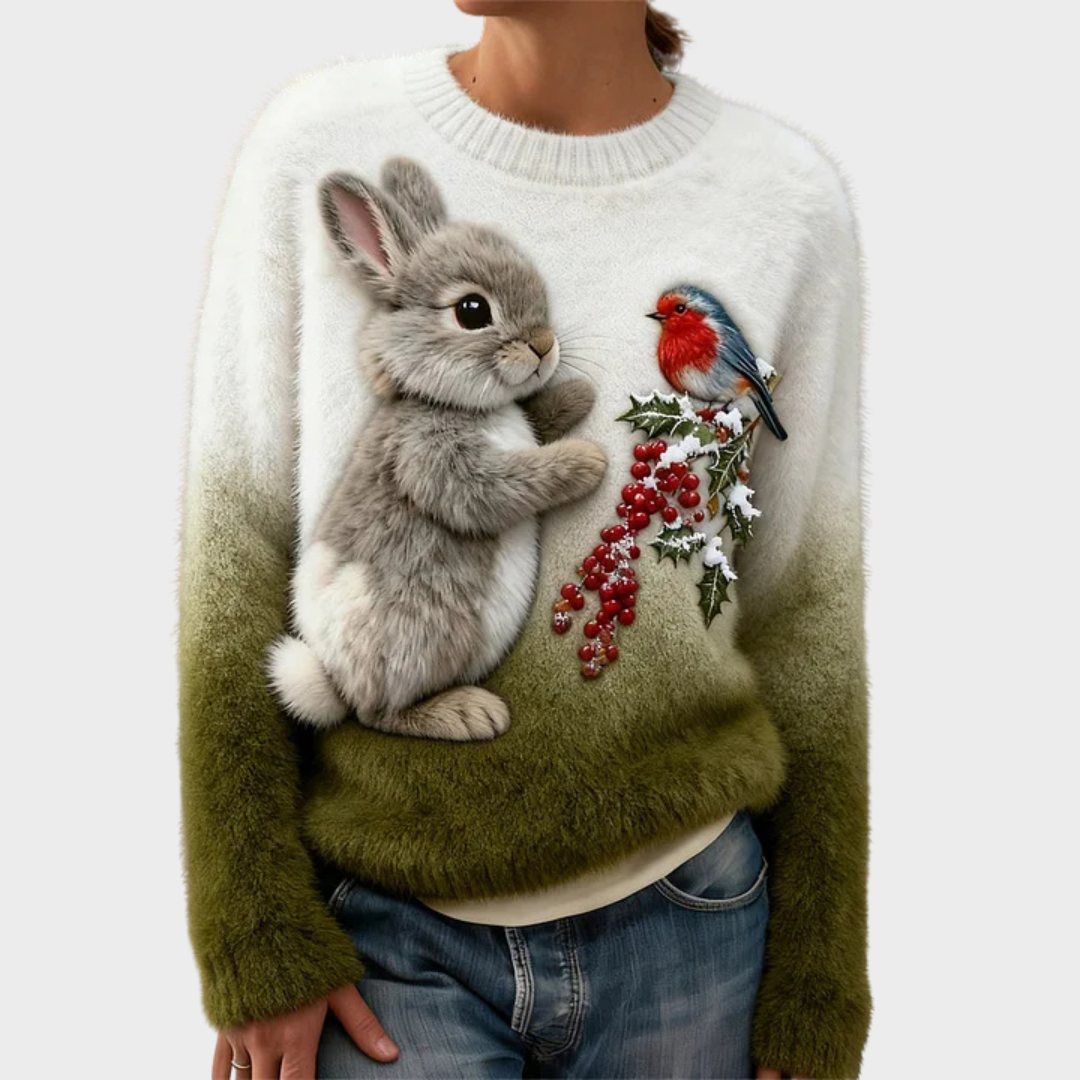 Teresa™ | Maglione natalizio morbido con coniglio