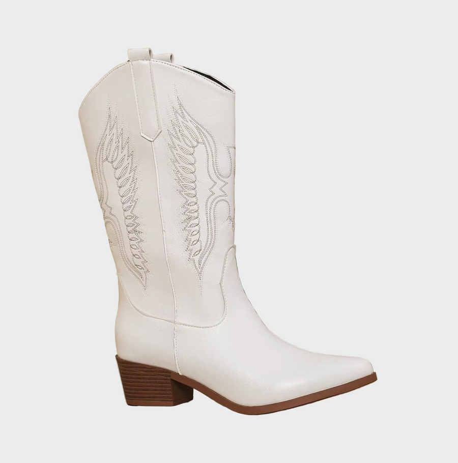 Isabella | Stivali Cowboy Neri Con Dettagli a Piuma