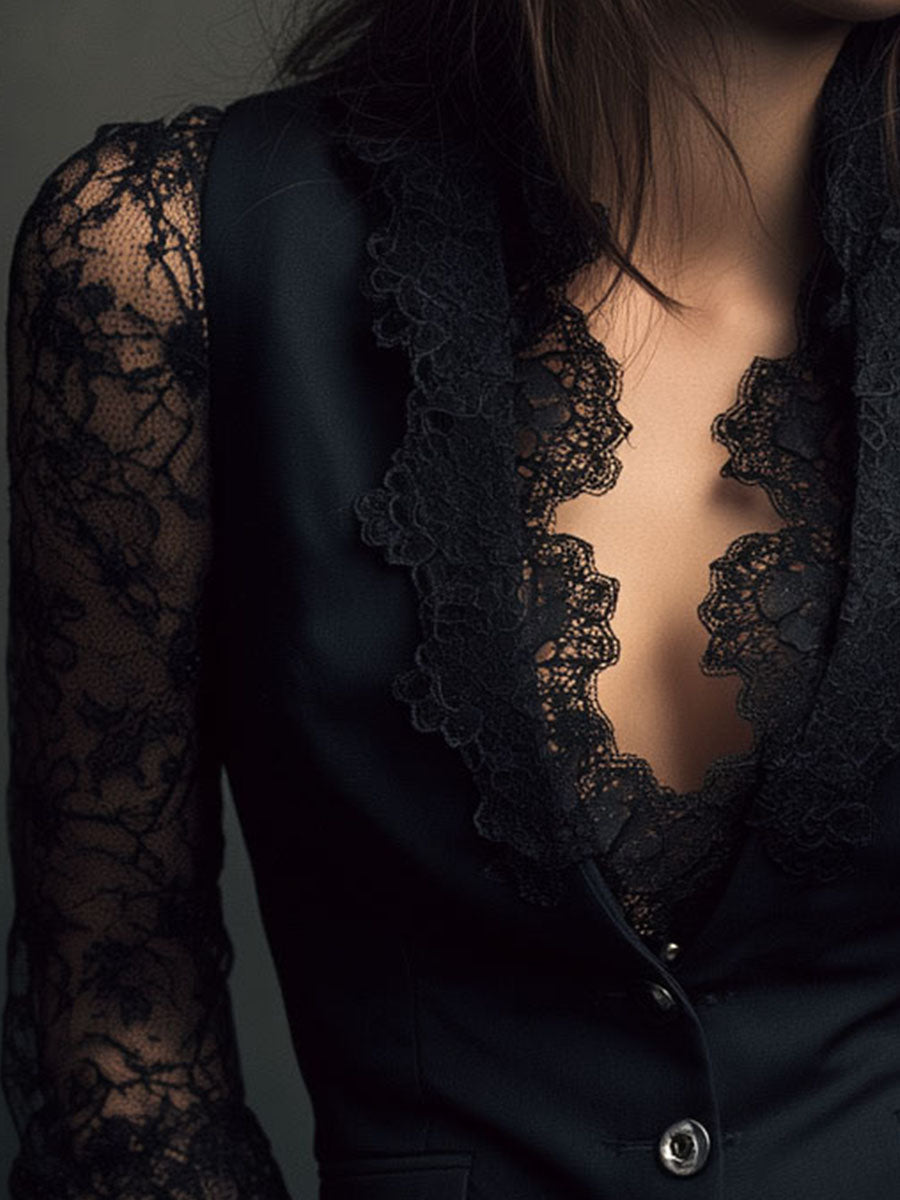 Claudia · Blazer Nero con Pizzo