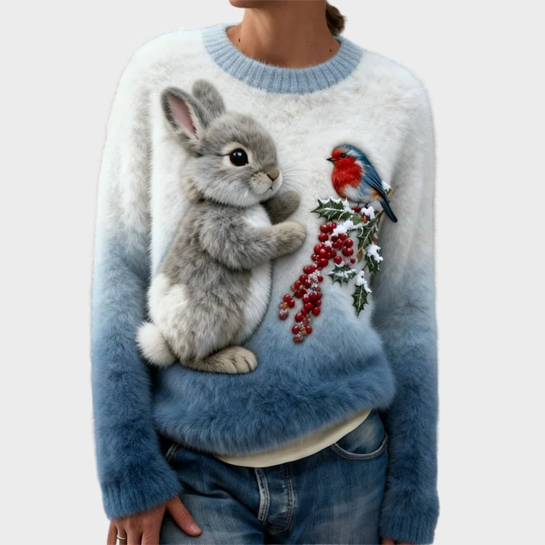 Teresa™ | Maglione natalizio morbido con coniglio