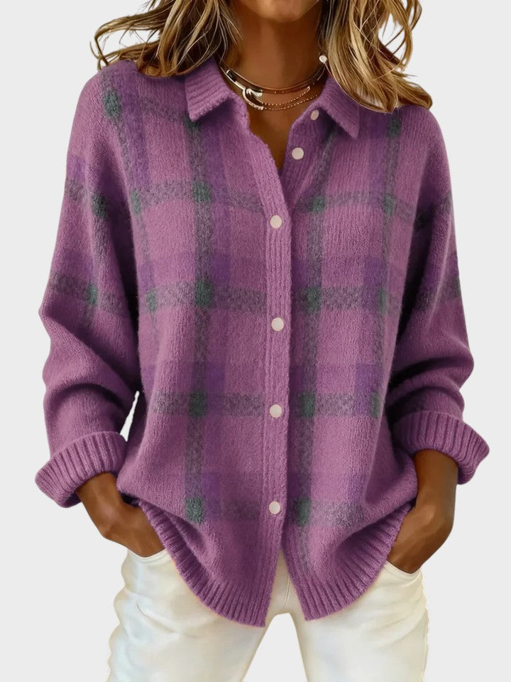 Alba™ | Maglione Retro a Quadri con Contrasto Casual