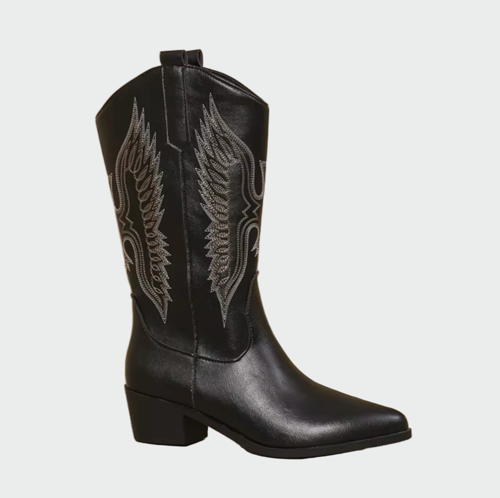 Isabella | Stivali Cowboy Neri Con Dettagli a Piuma