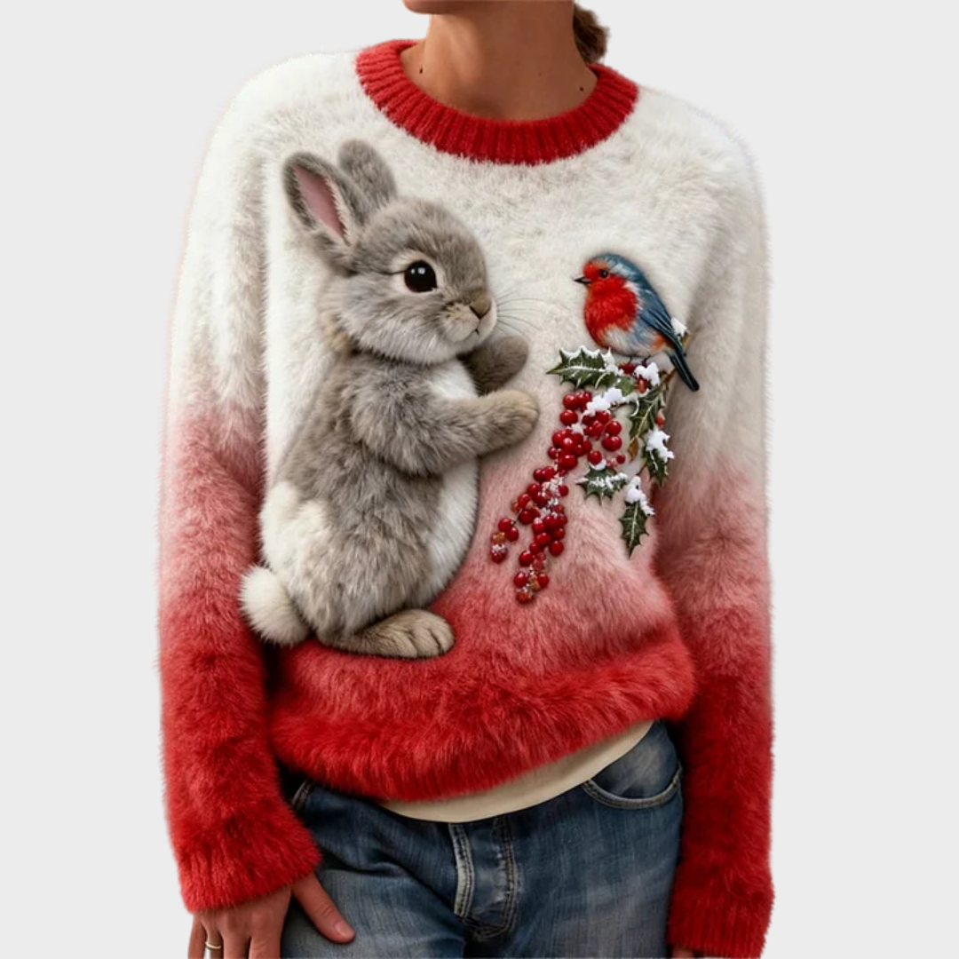 Teresa™ | Maglione natalizio morbido con coniglio