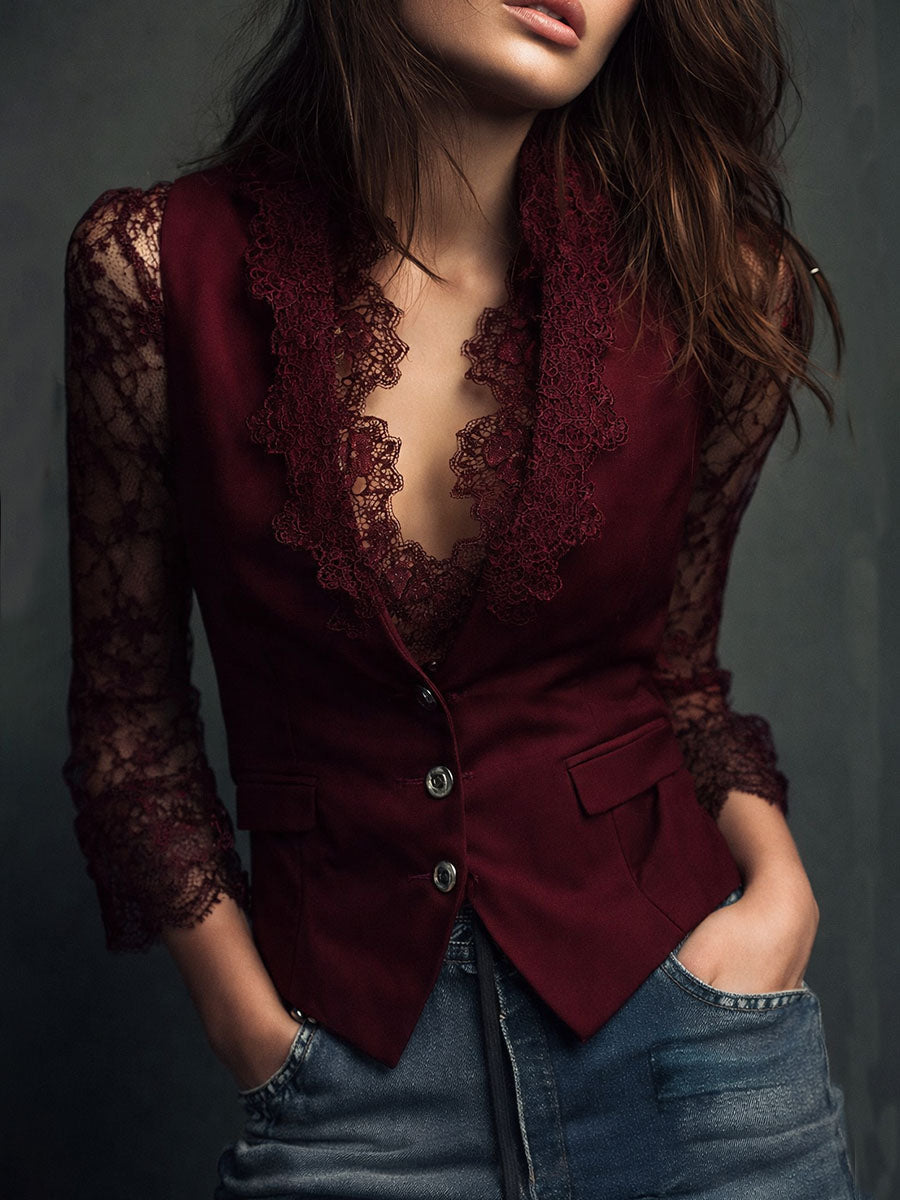 Claudia · Blazer Nero con Pizzo