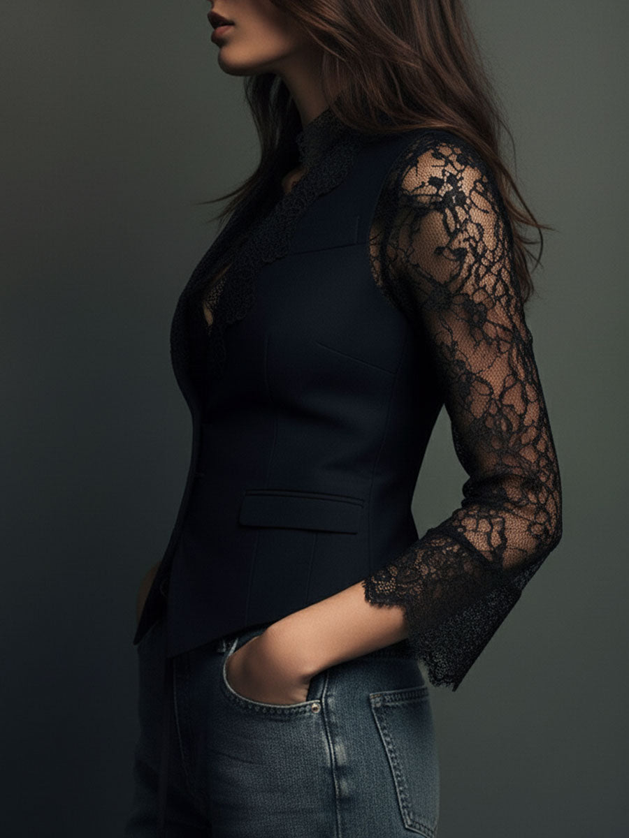 Claudia · Blazer Nero con Pizzo