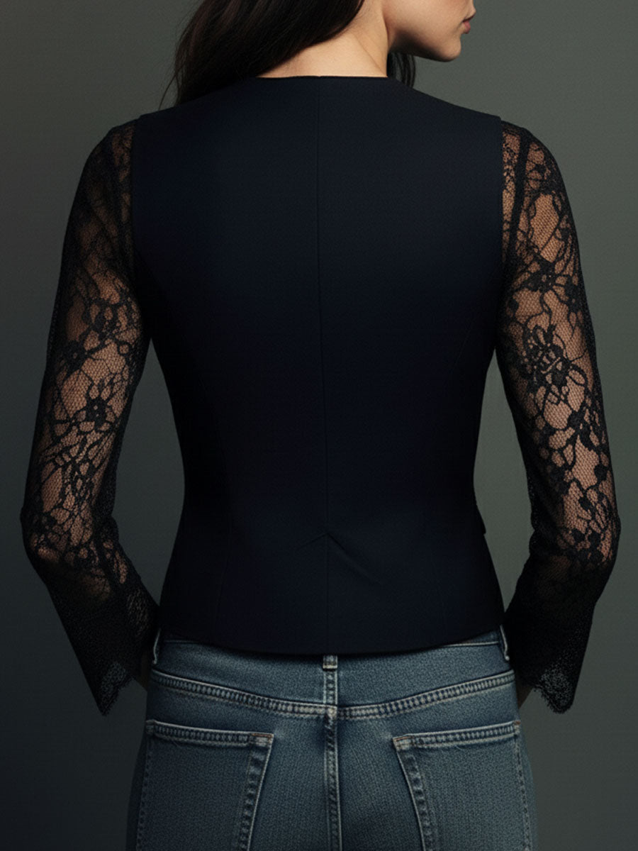 Claudia · Blazer Nero con Pizzo