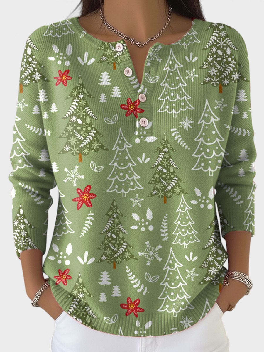 Sofía™ | Maglione natalizio con bottoni decorativi