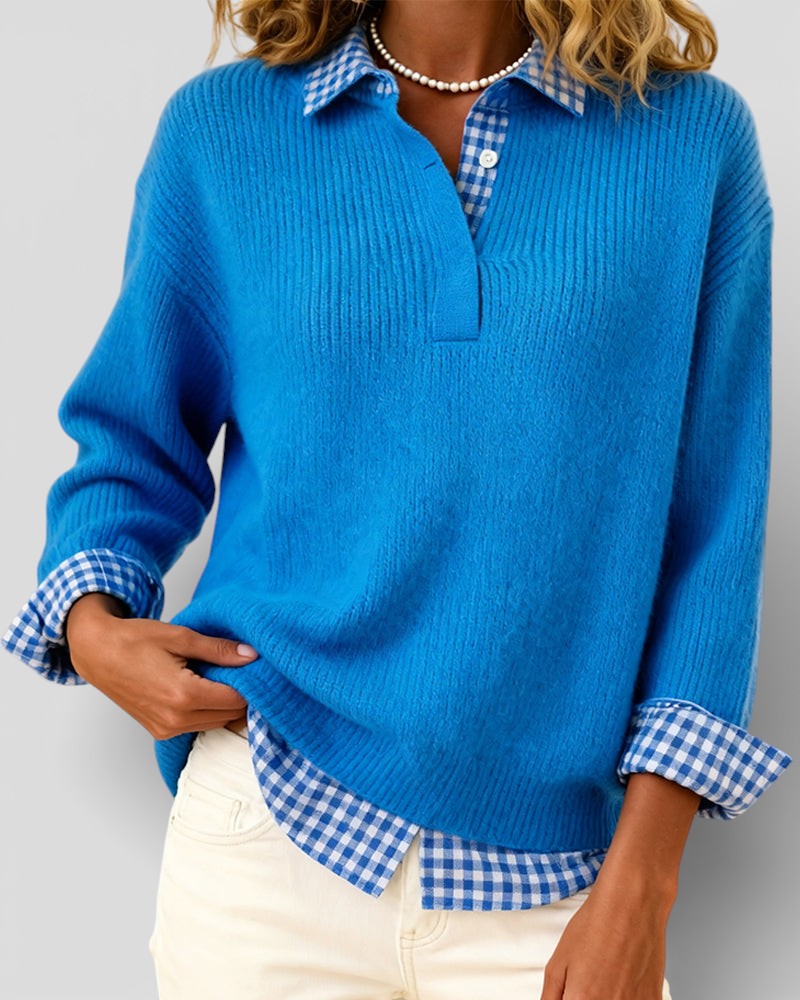 Alicia™ | Maglione a maglia con dettaglio a quadri