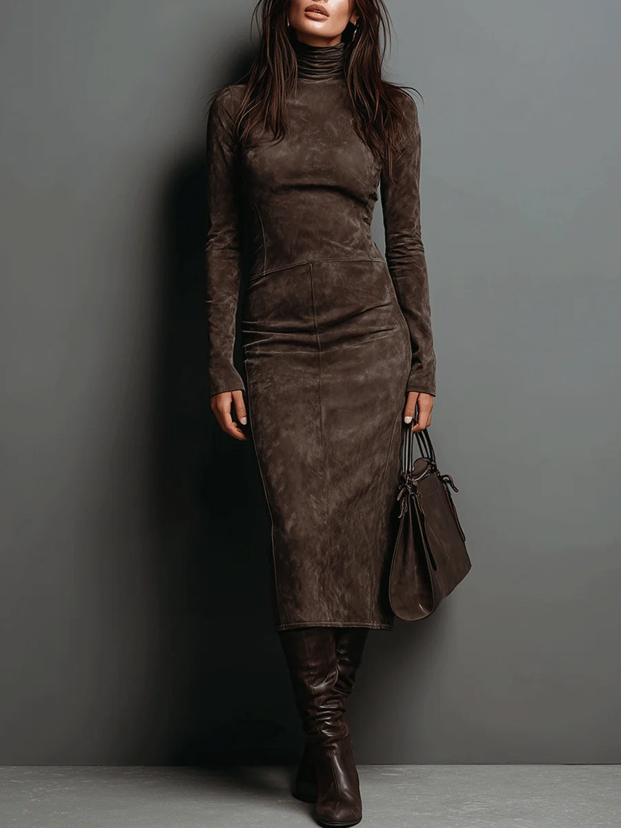 LORENA | Abito midi lungo marrone