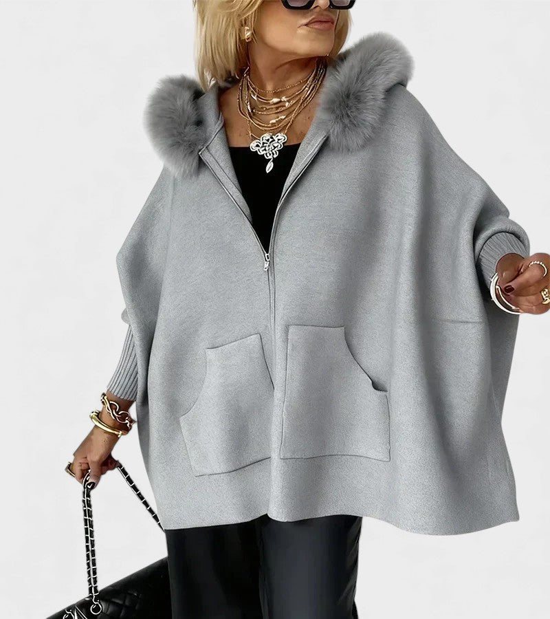 Miranda™ | Cappotto casual con cappuccio e colletto di pelliccia