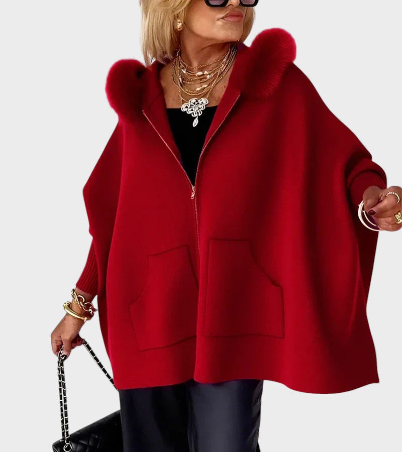 Miranda™ | Cappotto casual con cappuccio e colletto di pelliccia