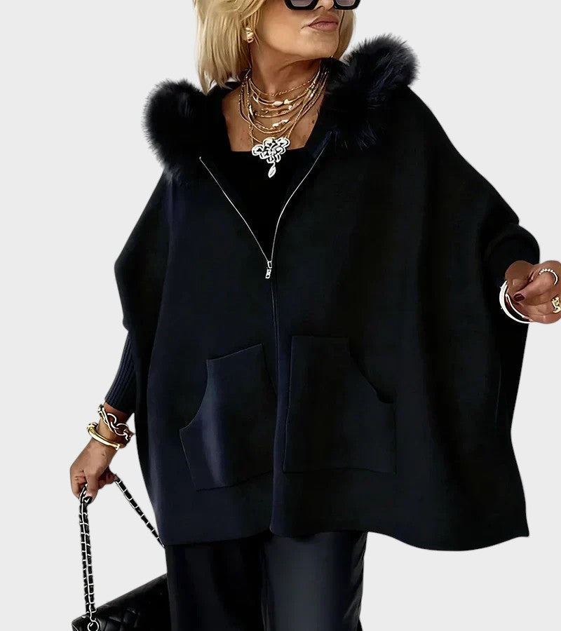 Miranda™ | Cappotto casual con cappuccio e colletto di pelliccia