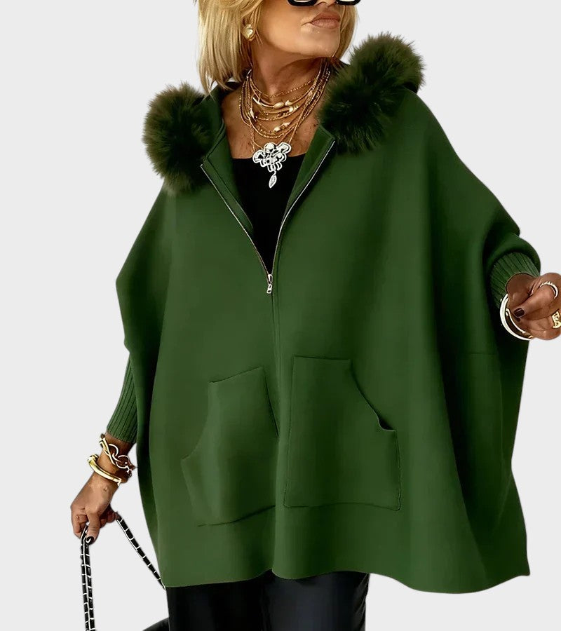 Miranda™ | Cappotto casual con cappuccio e colletto di pelliccia